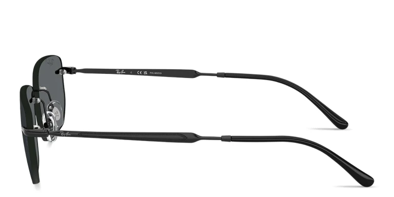 Shop Ray-Ban Logo Signature Unisex Rimless Irregular Sunglasses in Black online.