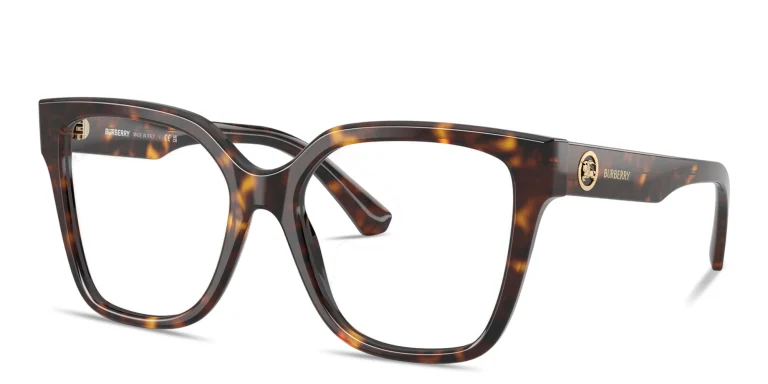 Shop BURBERRY Equestrian Knight Square Eyeglasses in Havana online.
