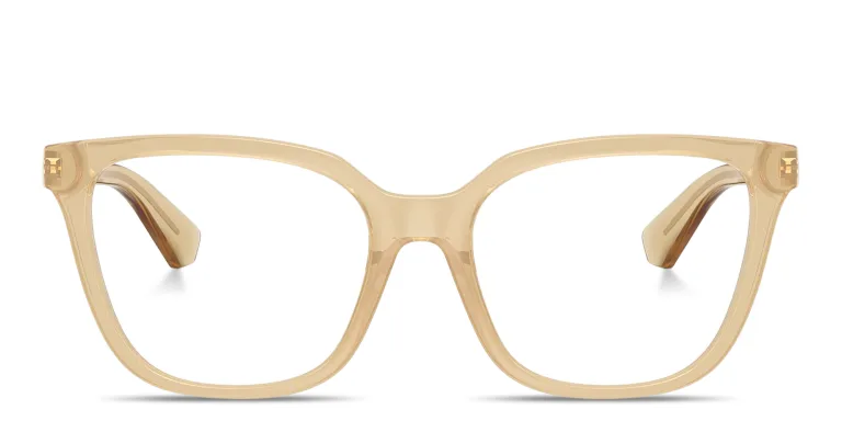 Shop BURBERRY Engraved Logo Square Eyeglasses in Yellow online.
