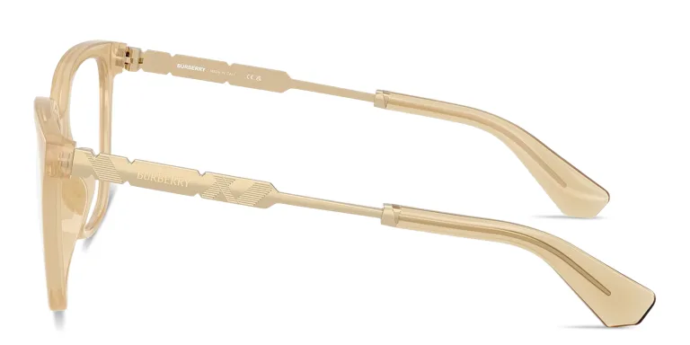 Shop BURBERRY Engraved Logo Square Eyeglasses in Yellow online.