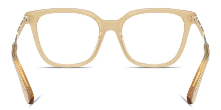 Shop BURBERRY Engraved Logo Square Eyeglasses in Yellow online.