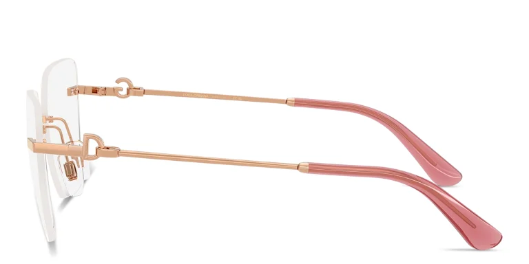 Shop Dolce & Gabbana DG Rimless Wide Cat-Eye Eyeglasses in Gold online.