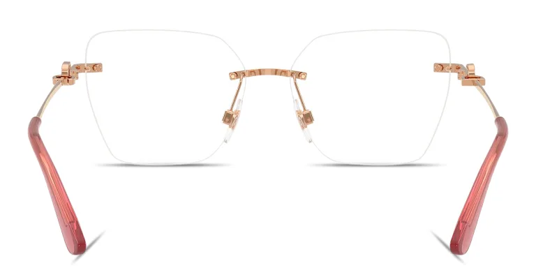 Shop Dolce & Gabbana DG Rimless Wide Cat-Eye Eyeglasses in Gold online.