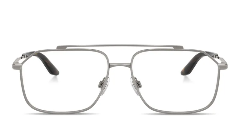 Shop Dolce & Gabbana Engraved Logo Wide Pilot Eyeglasses in Gunmetal online.