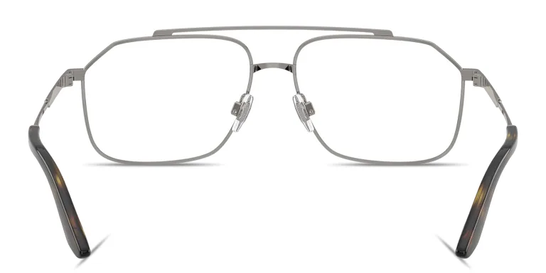 Shop Dolce & Gabbana Engraved Logo Wide Pilot Eyeglasses in Gunmetal online.