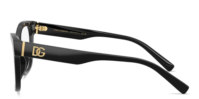 Shop Dolce & Gabbana DG Logo Square Eyeglasses in Black online.