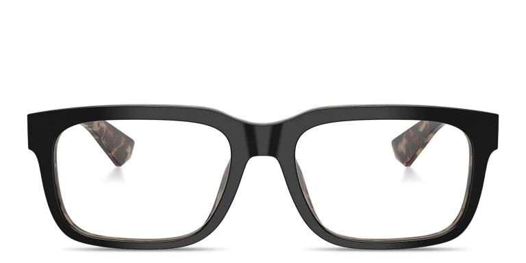 Shop Dolce & Gabbana Logo Signature Wide Rectangle Eyeglasses in Black online.