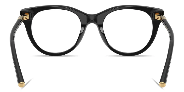 Shop Dolce & Gabbana Engraved Logo Round Eyeglasses in Black online.