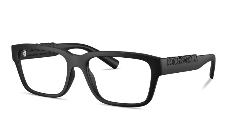 Shop Dolce & Gabbana Logo Signature Unisex Rectangle Eyeglasses in Black online.