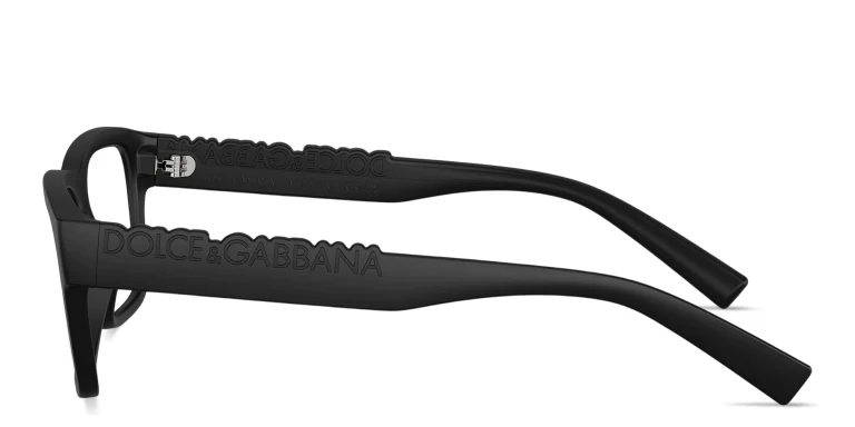 Shop Dolce & Gabbana Logo Signature Unisex Rectangle Eyeglasses in Black online.