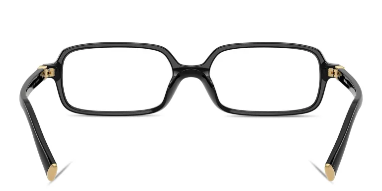 Shop MIU MIU Vertical Logo Rectangle Eyeglasses in Black online.