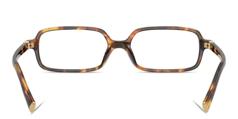 Shop MIU MIU Vertical Logo Rectangle Eyeglasses in Havana online.