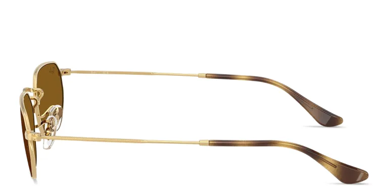Shop Ray-Ban Logo Signature Unisex Irregular Sunglasses in Gold online.