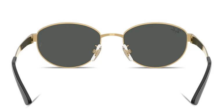 Shop Ray-Ban Engraved Logo Unisex Oval Sunglasses in Gold online.