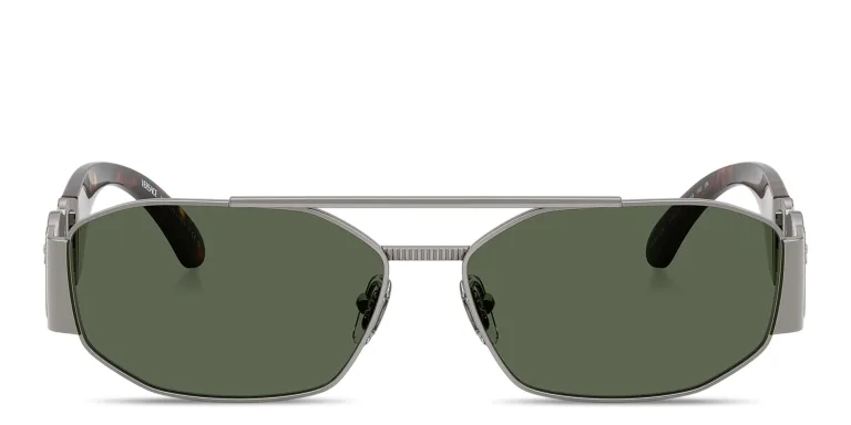 Shop VERSACE Medusa Irregular Sunglasses in Gunmetal online.