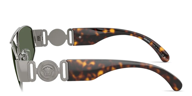 Shop VERSACE Medusa Irregular Sunglasses in Gunmetal online.