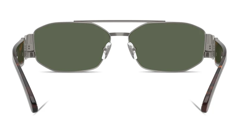 Shop VERSACE Medusa Irregular Sunglasses in Gunmetal online.
