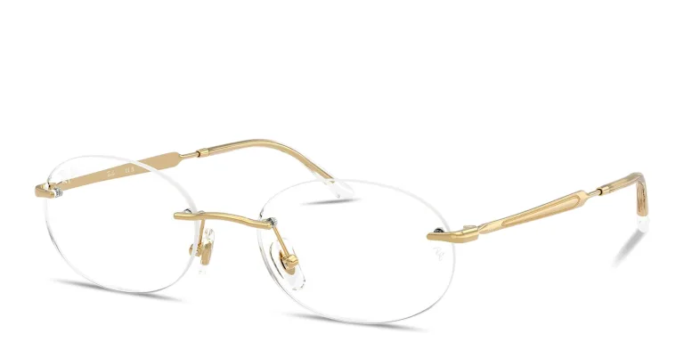 Shop Ray-Ban Optics Unisex Rimless Oval Eyeglasses in Gold online.