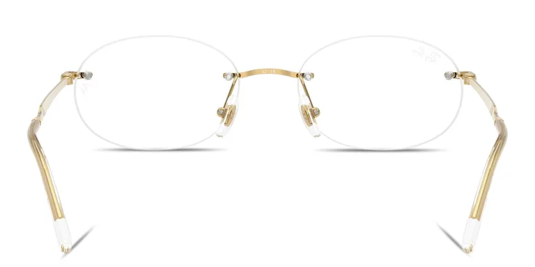 Shop Ray-Ban Optics Unisex Rimless Oval Eyeglasses in Gold online.