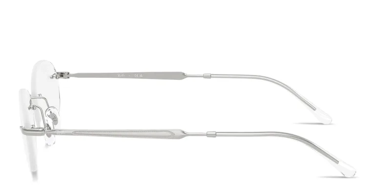 Shop Ray-Ban Optics Unisex Rimless Oval Eyeglasses in Silver online.