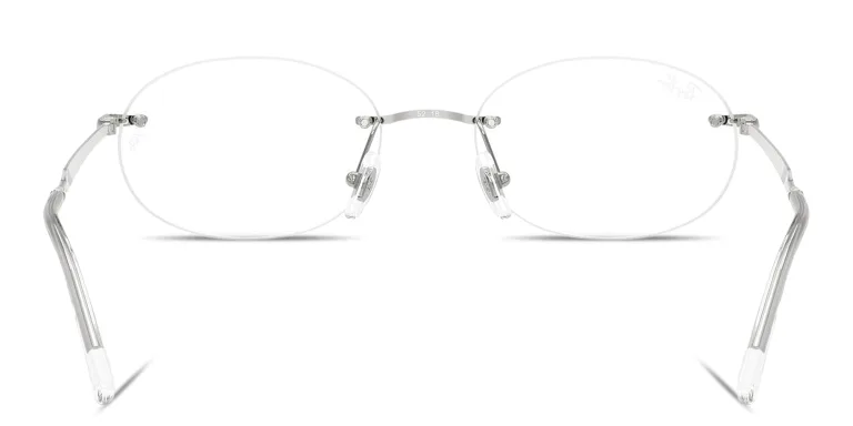 Shop Ray-Ban Optics Unisex Rimless Oval Eyeglasses in Silver online.