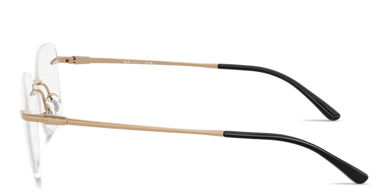Shop Ray-Ban Titanium Optics Unisex Rimless Square Eyeglasses in Gold online.