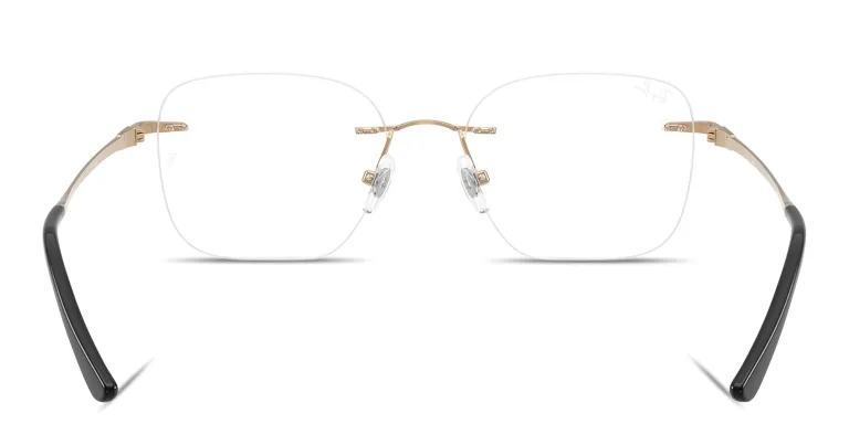 Shop Ray-Ban Titanium Optics Unisex Rimless Square Eyeglasses in Gold online.