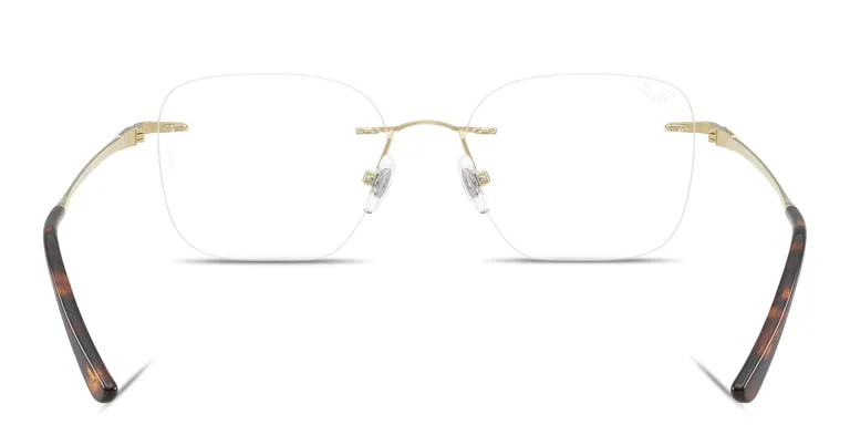 Shop Ray-Ban Titanium Optics Unisex Rimless Square Eyeglasses in Gold online.