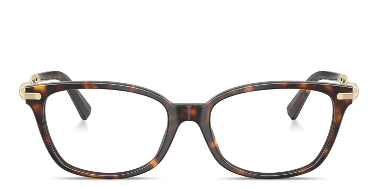 Shop TIFFANY Knot Pillow Eyeglasses in Havana online.