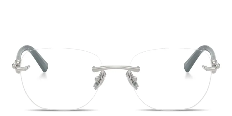 Shop TIFFANY Tiffany HardWear Unisex Rimless Square Eyeglasses in Silver online.