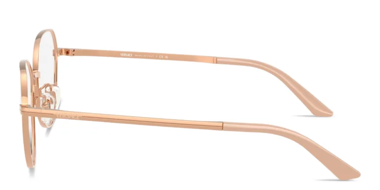 Shop VERSACE Engraved Logo Wide Panthos Eyeglasses in Gold online.
