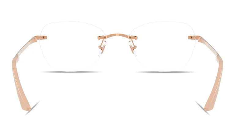 Shop VERSACE Engraved Logo Wide Rimless Irregular Eyeglasses in Gold online.