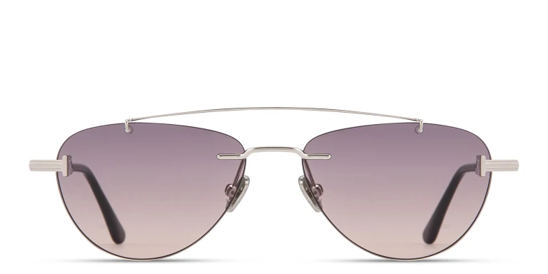 Shop TOM FORD Astor Rimless Pilot Sunglasses in Silver online.