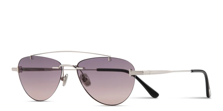 Shop TOM FORD Astor Rimless Pilot Sunglasses in Silver online.