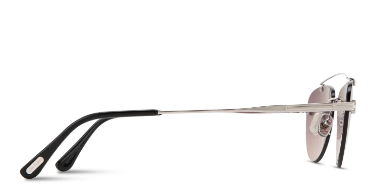 Shop TOM FORD Astor Rimless Pilot Sunglasses in Silver online.