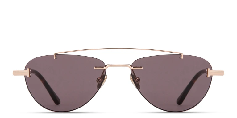 Shop TOM FORD Astor Rimless Pilot Sunglasses in Gold online.