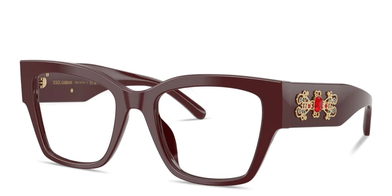 Shop Dolce & Gabbana Bee Butterfly Eyeglasses in Red online.