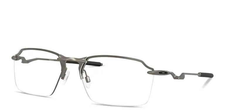 Shop Oakley Tailback 2.0 Wide Half-Rim Rectangle Eyeglasses in Gunmetal online.