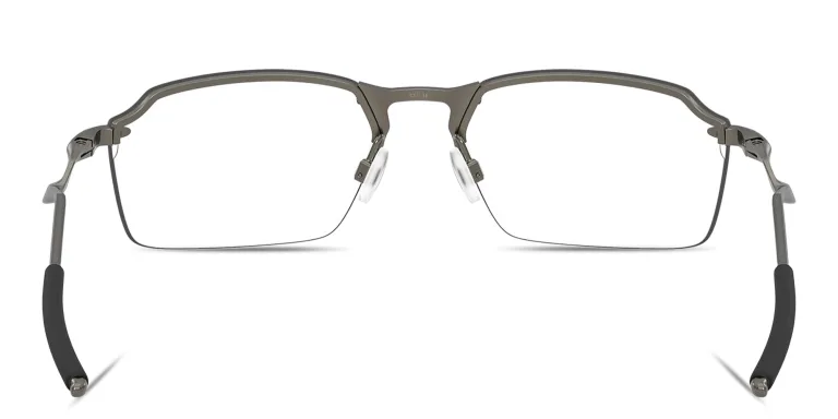 Shop Oakley Tailback 2.0 Wide Half-Rim Rectangle Eyeglasses in Gunmetal online.