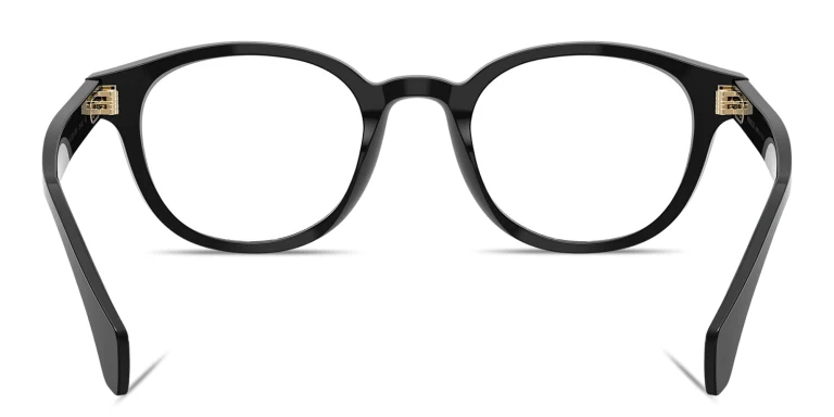 Shop Moncler Logo Signature Unisex Round Eyeglasses in Black online.