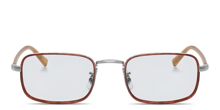 Shop OLIVER PEOPLES Brymer Unisex Rectangle Eyeglasses in Silver online.