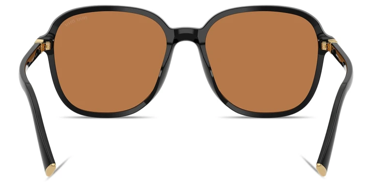 Shop MIU MIU Vertical Logo Oversized Square Sunglasses in Black online.