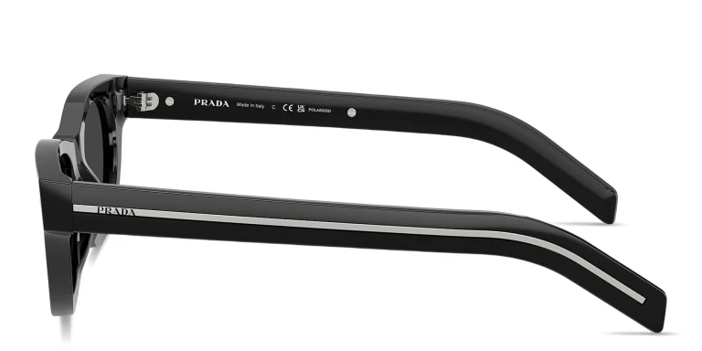 Shop PRADA Logo Signature Cat-Eye Sunglasses in Black online.