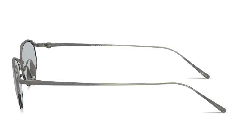Shop GIORGIO ARMANI Logo Signature Half-Rim Rectangle Sunglasses in Gunmetal online.