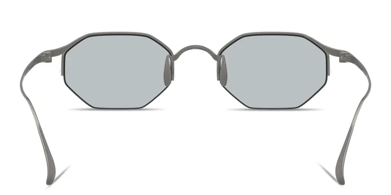 Shop GIORGIO ARMANI Logo Signature Half-Rim Rectangle Sunglasses in Gunmetal online.