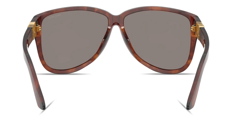 Shop MIU MIU Vertical Logo Oversized Pilot Sunglasses in Brown online.