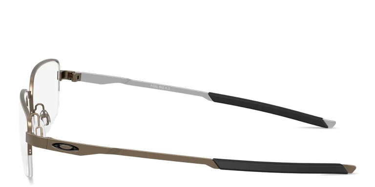 Shop Oakley Foil RQ 0.5 Unisex Wide Half-Rim Rectangle Eyeglasses in Grey online.