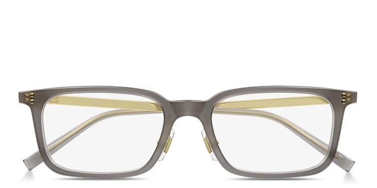 Shop Dunhill Engraved Logo Rectangle Eyeglasses in Grey online.