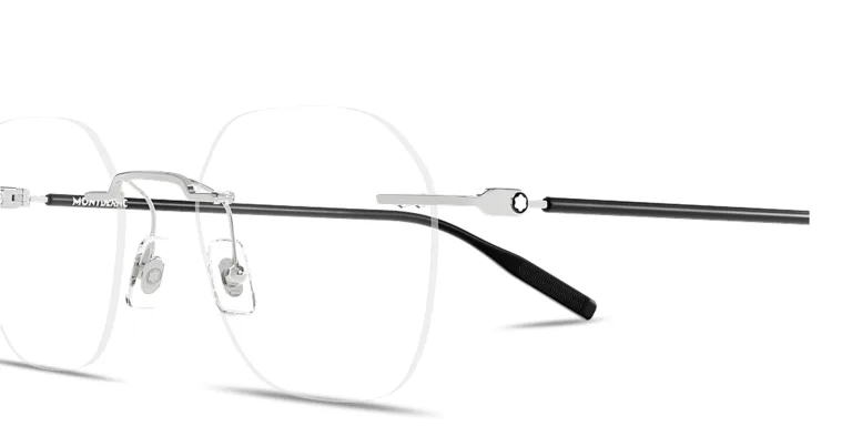 Shop MONTBLANC Snowcap Rimless Panthos Eyeglasses in Silver online.