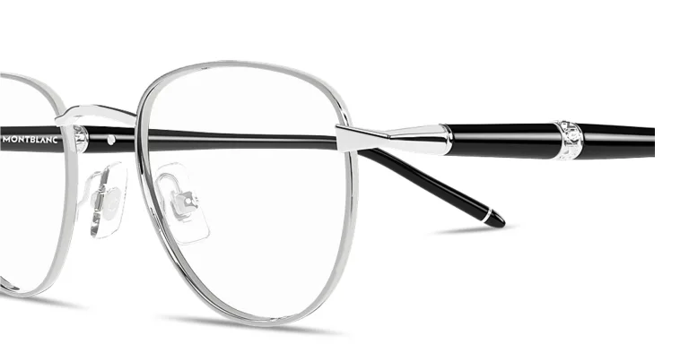 Shop MONTBLANC Meisterstück Panthos Eyeglasses in Silver online.